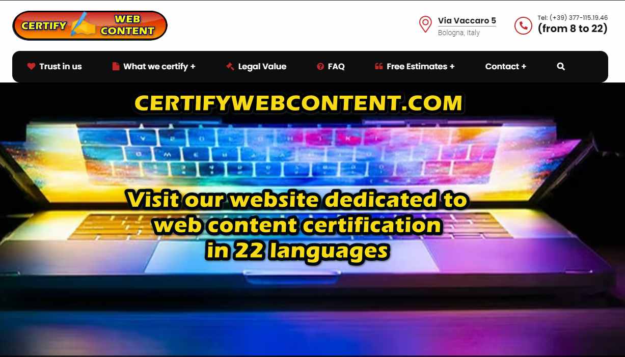 visita certifywebcontent,com per la certificazione contenuti web